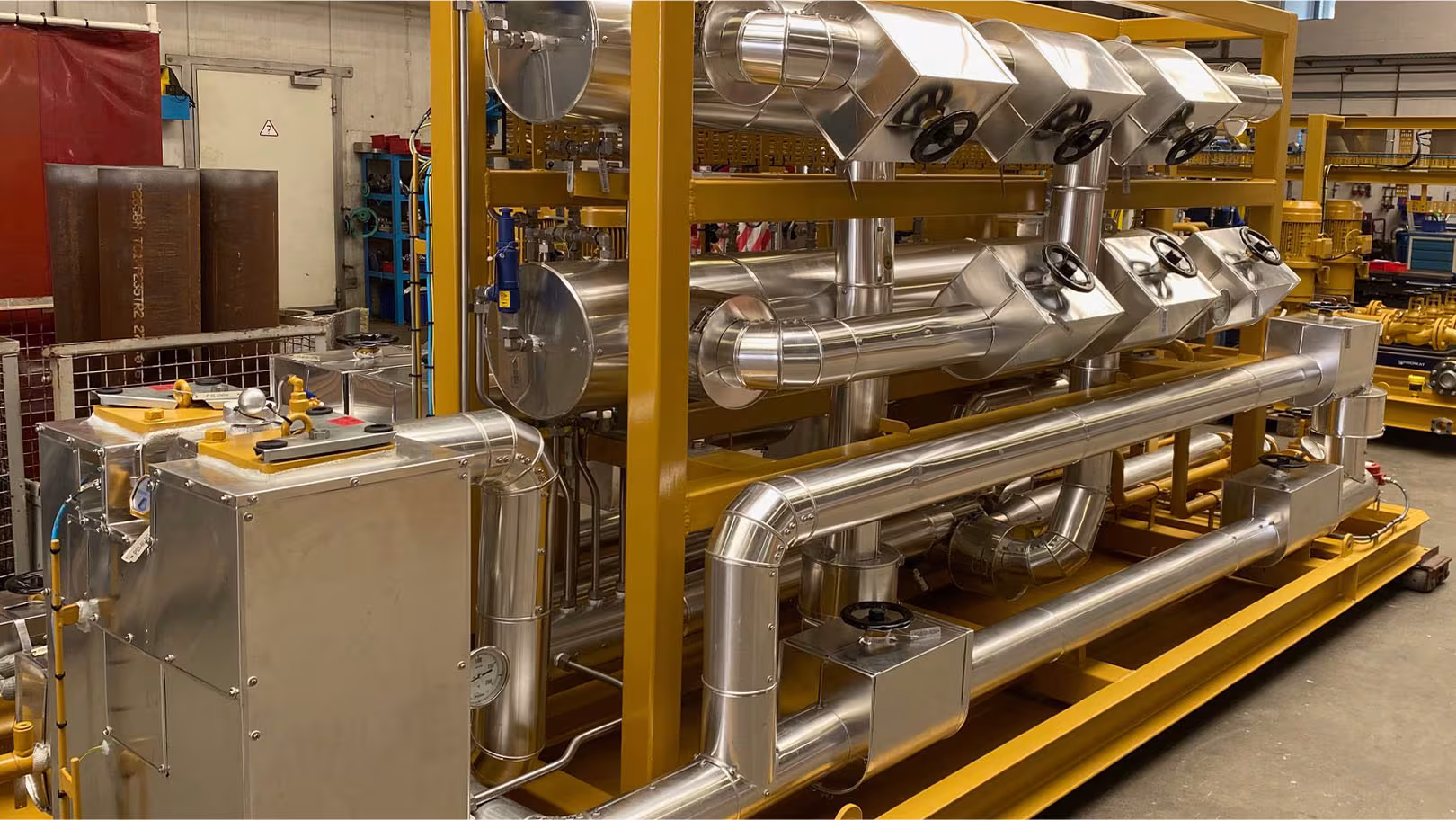 Vorgefertigtes Skid-Modul mit Rohrleitungsisolierung und isolierten Ventilen für einen Prozesskreislauf