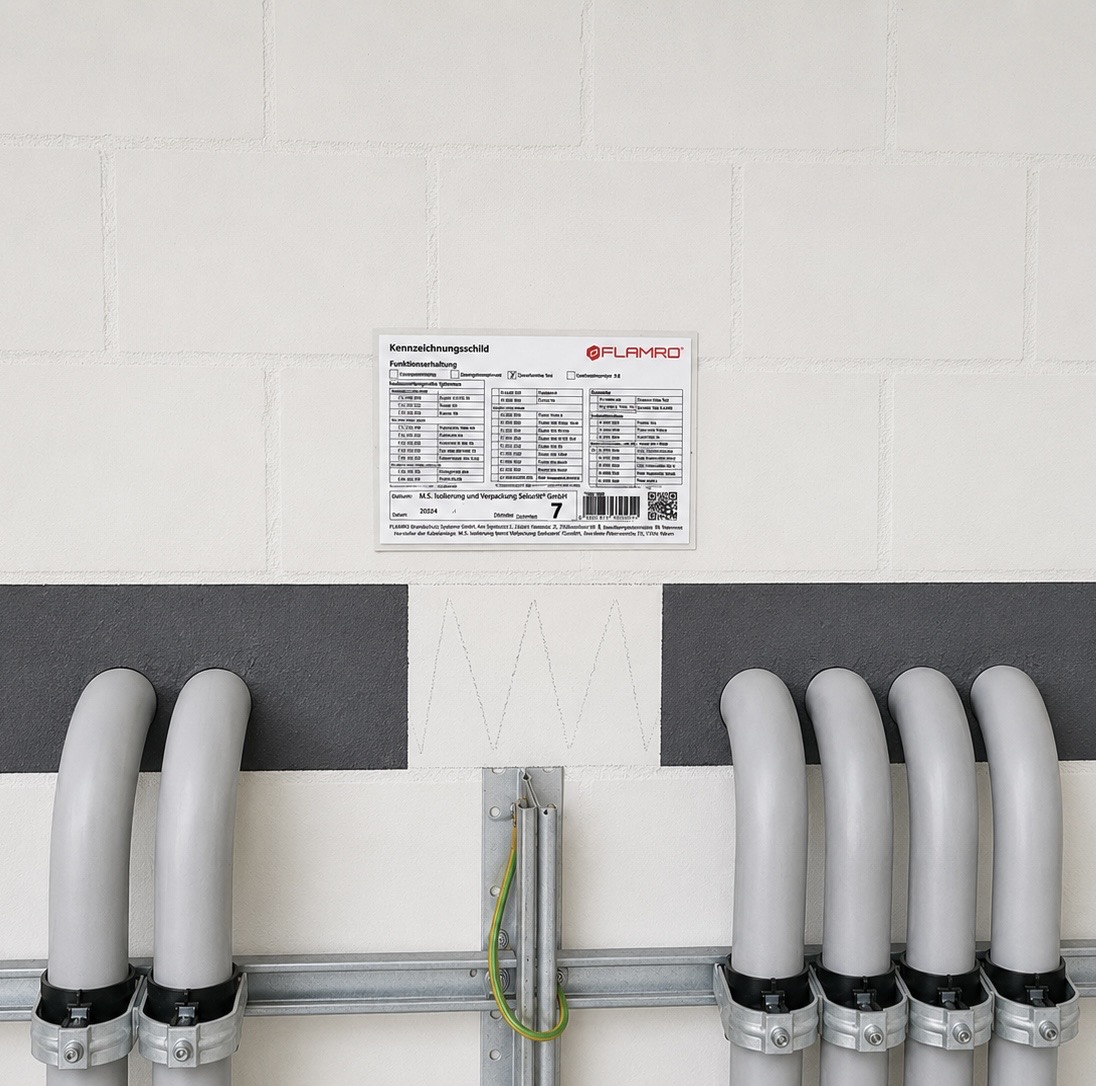 Combined fire protection seal with fire protection mortar for the professional sealing of cable and pipe penetrations in a solid wall